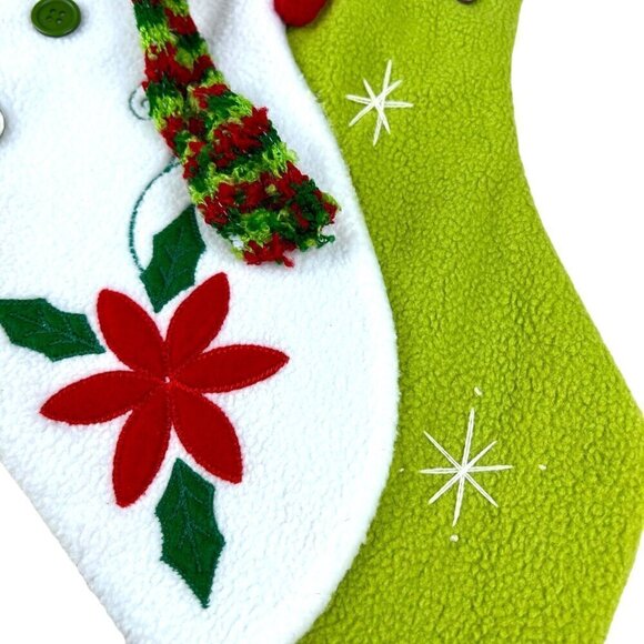 3D Puffy Fleece Snowman Scarf Cardinal Christmas Holiday Stocking Embroidered 17 - Picture 3 of 6
